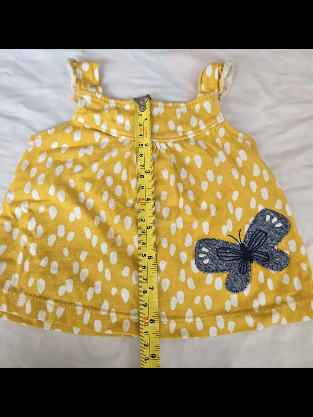 Carter's Yellow & White Polka Dot Tank with Blue Butterfly Patch